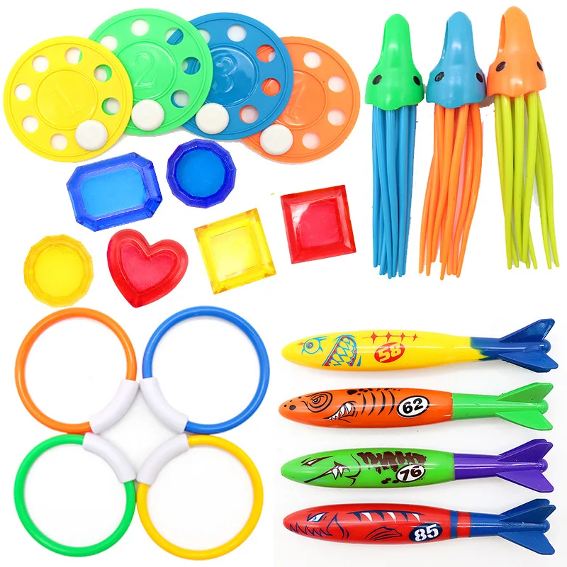 

Diving Toys Set Swimming Pool Toys for Kids Diving Sticks Diving Rings Pirate Treasures Fish Toys Octopus Water Swim Bath Toys