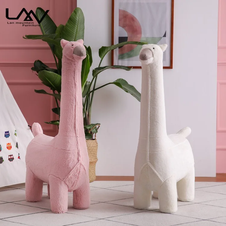 Mais cores crianças dos desenhos animados fezes moldura de madeira sala estar animal alpaca fezes móveis otomanos