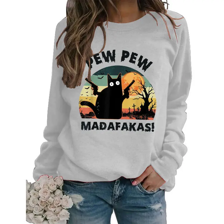 Damen-Sweatshirts, Kapuzenpullover, Rundhalsausschnitt, Frühling und Herbst, lange Ärmel, Bluse, lässig, Polyester, Damen-Top, Kapuzenpullover mit Reißverschluss