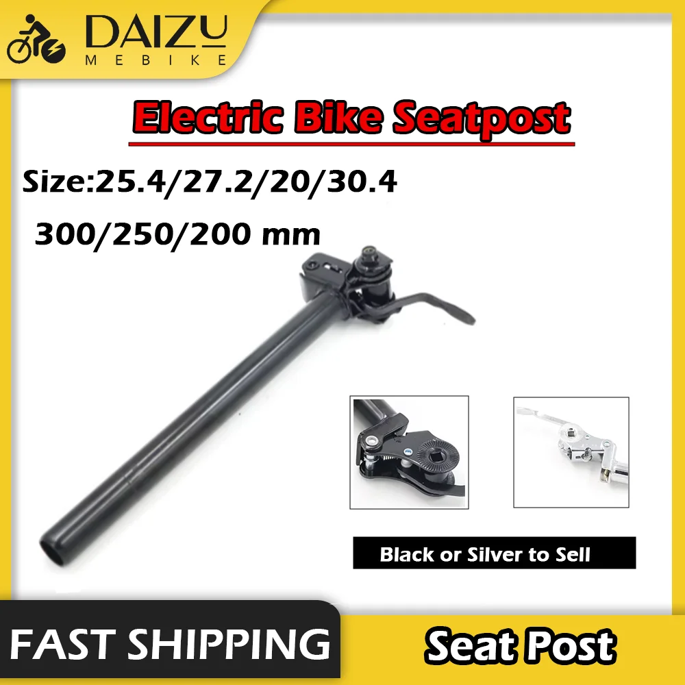 

Seat Post Diameter 25.4 27.2 20 30.4mm Length 200 300 250mm Black Silver Seatpost Adjustable Electric Bike Reversible and Firm