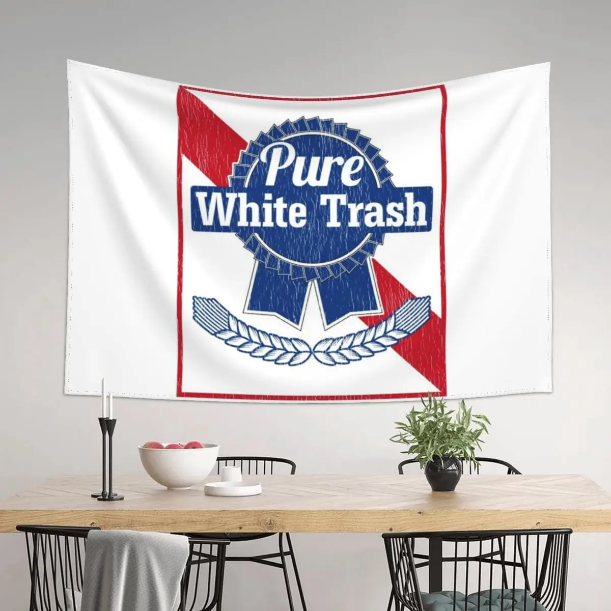 

Funny Redneck Gift, Pure White Trash Tapestry Wall Decorations Mushroom Wallpapers Home Decor Wallpaper Tapestry