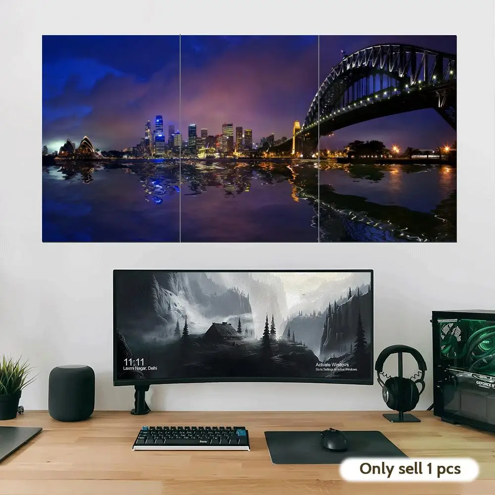 Sydney Harbour Bridge Poster Stickers Self-Adhesive Art For Bedroom Living Room Home Decor Modern Wall Decals Gift