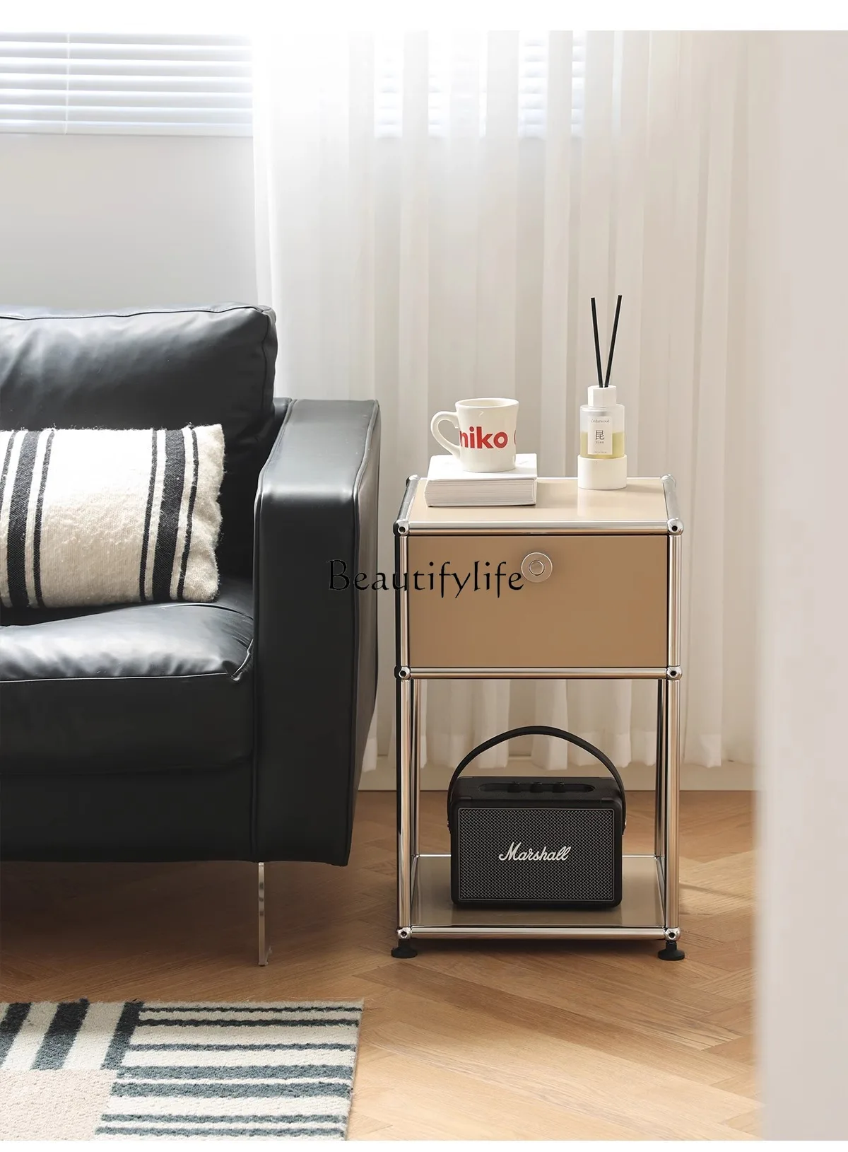 Household Small Apartment Bedroom Bedside Narrow Cabinet Modern Minimalist Sofa Side Table Cabinet Movable