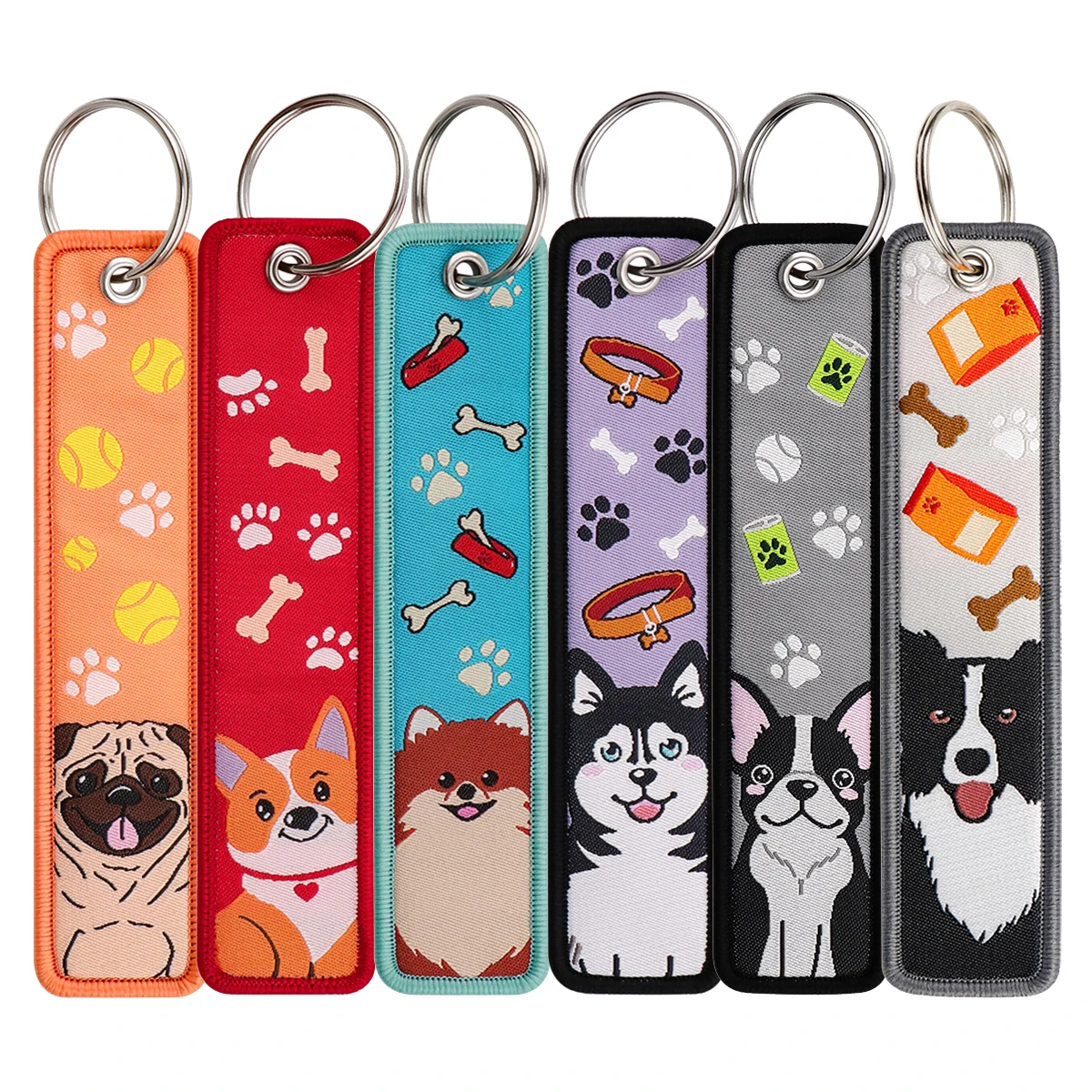 

Cute Pet Dogs Embroidery Key Fob Pomeranian Key Tag For Cars Backpack Keychain Fashion Keyring Gifts for Men Women Accessories