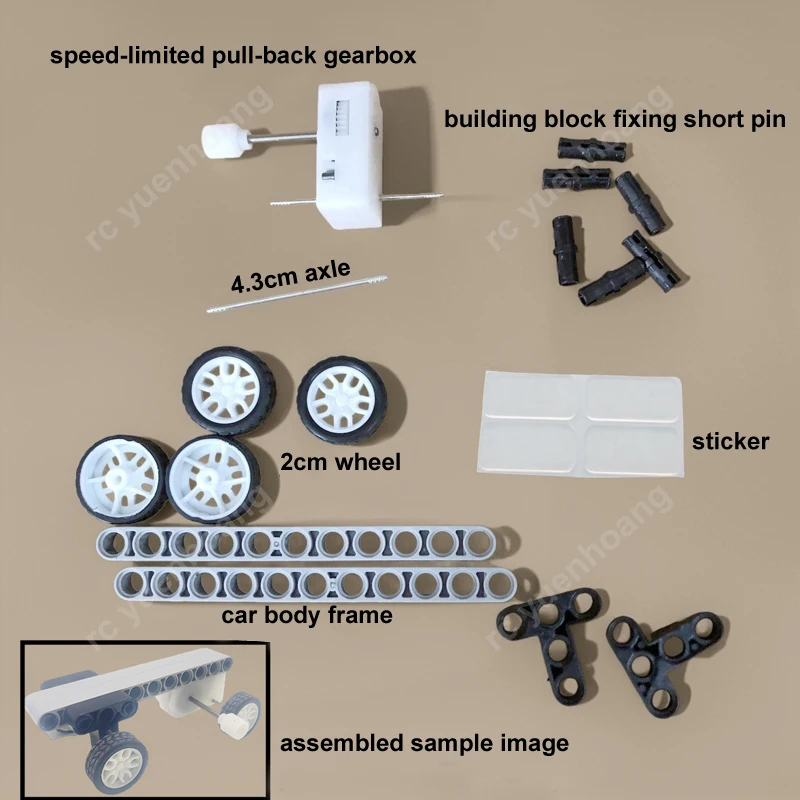 Slow Speed-Limited Gearbox Car Model Assembly Kit 4.3cm Axle Wind-Up Chassis Toy Base Accessories for DIY Handmade Vehicle