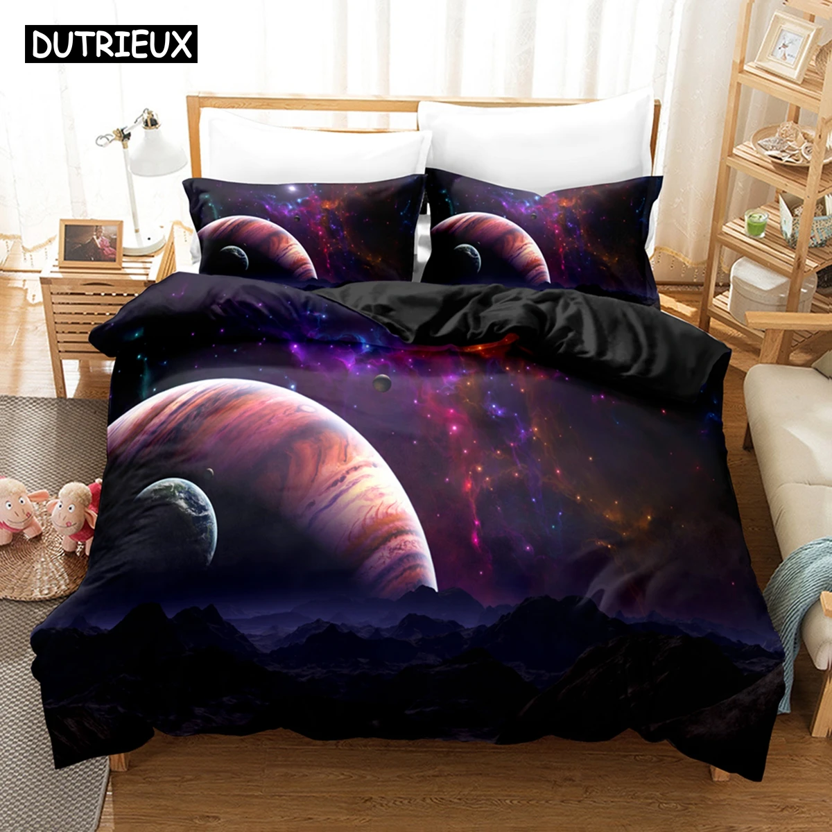 

3D Planet Bedding Sets Duvet Cover Set With Pillowcase Twin Full Queen King Bedclothes Bed Linen