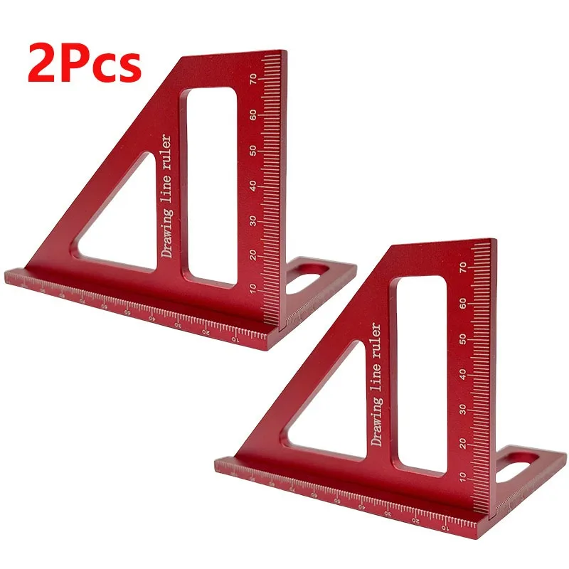 

2Pcs 45° aluminum alloy triangle rulers, square protractor for woodworking, 3D multi-angle layout measurement tool