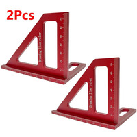 2Pcs 45° aluminum alloy triangle rulers, square protractor for woodworking, 3D multi-angle layout measurement tool