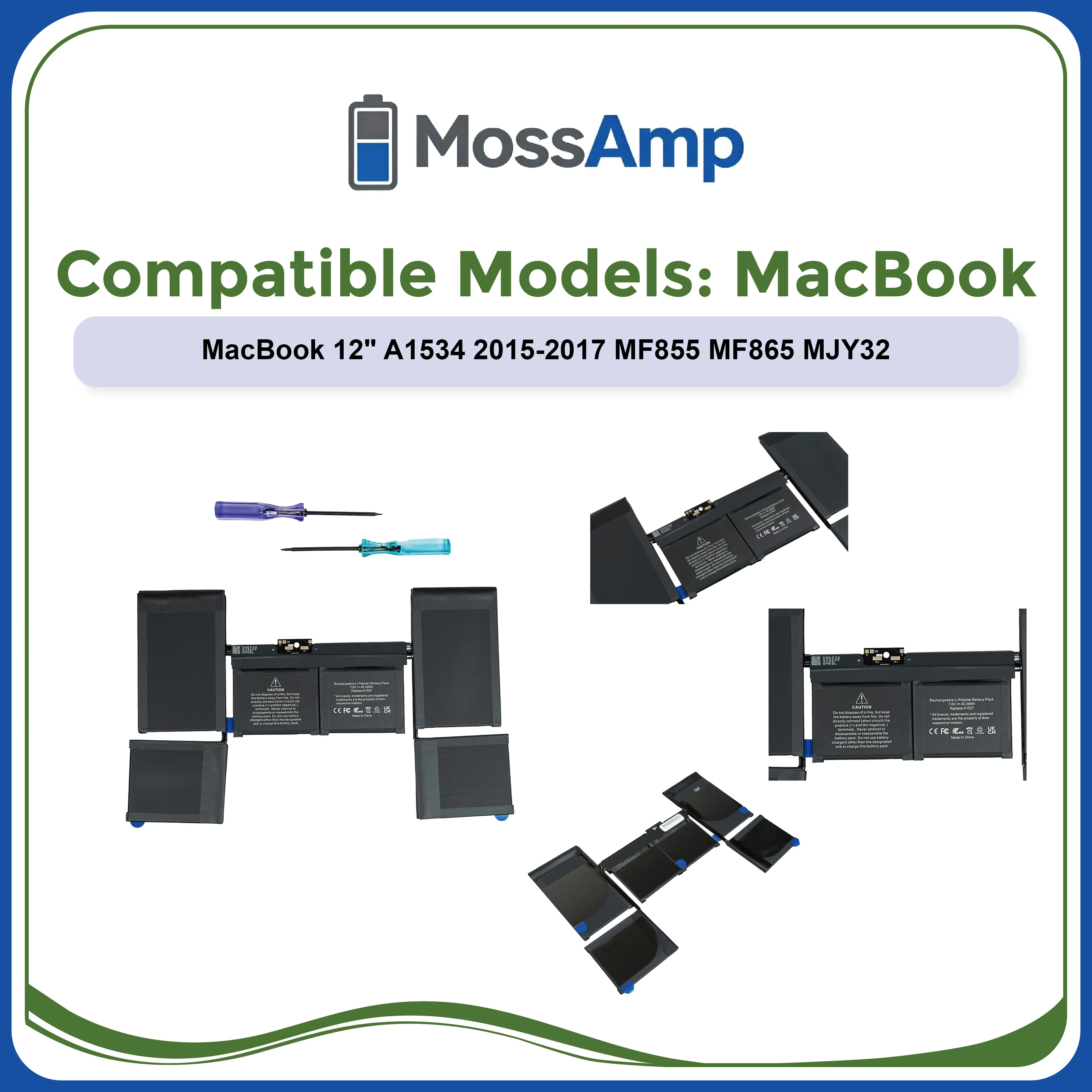 MossAmp A1527 A1705 Battery for Apple MacBook 12 inch Retina A1534 EMC 2746 EMC 2991 EMC 3099 Early 2015 2016 Mid 2017