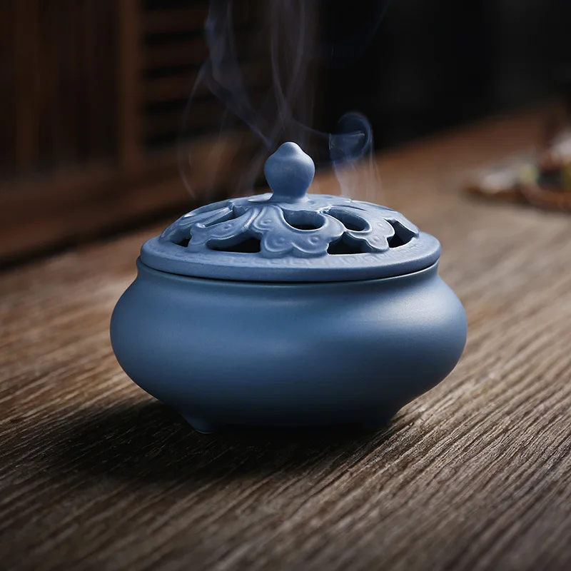 Vintage Fugui Flower Circular Fragrant Incense Burner - Decorative Melting Furnace Seven Color Incense Burner Handicrafts