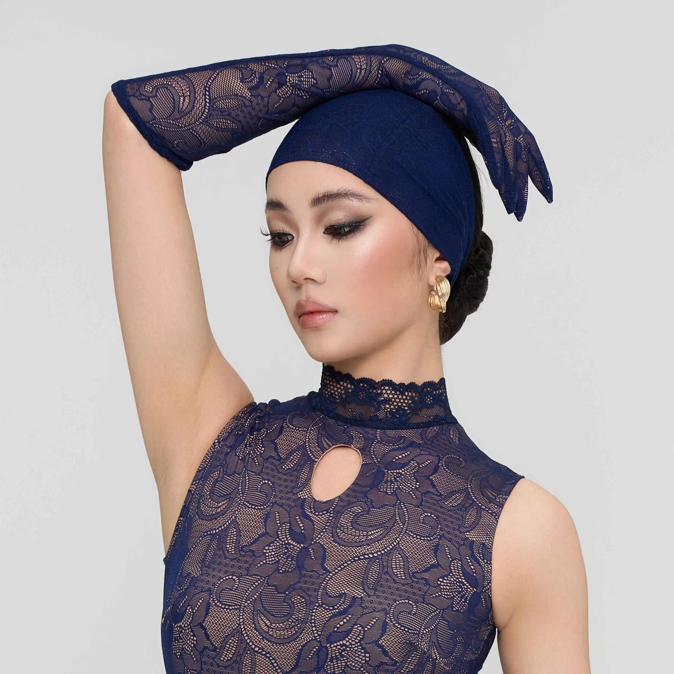 4 Colors Latin Dance Headband Lace Gloves Women Dancing Accessories Rumba Dance Competition Performance Clothes Ornament NV24150