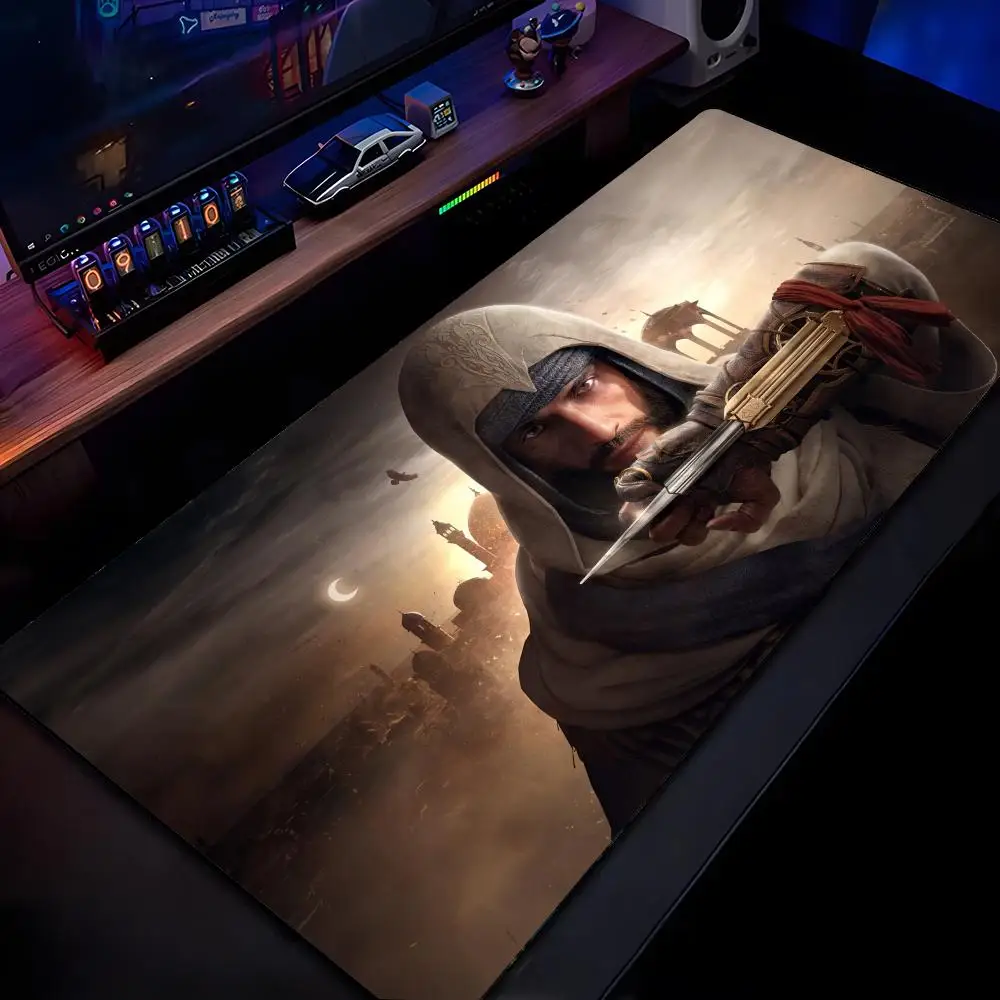 

A-As-sassins-S Creed Mirage Коврик для мыши Коврик для мыши HD Печать Компьютерные геймеры Запирающийся край Нескользящий коврик для мыши XXL90x40 см Клавиатура P