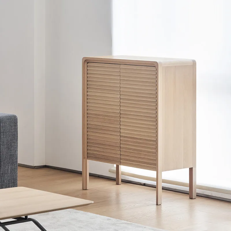 Solid wood high-edge cabinet, Nordic Japanese side cabinet, storage