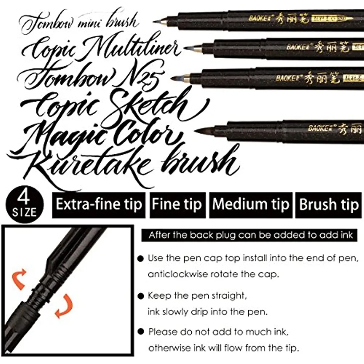 Calligraphy Pens Lettering Pen Caligraphy Brush Pens for Beginner Writing Sketching Drawing Illustration Scrapbooking Journaling