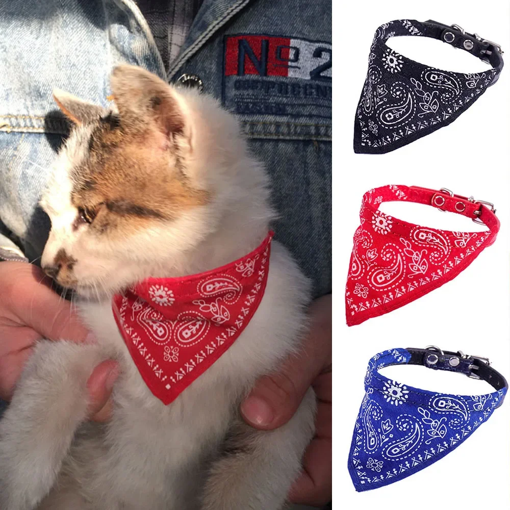 Cat Bandana Collar Puppy Dog Scarf Collar Neckchief with Adjustable Buckle for Cats Small Pets Kittens Collars Triangular Binder