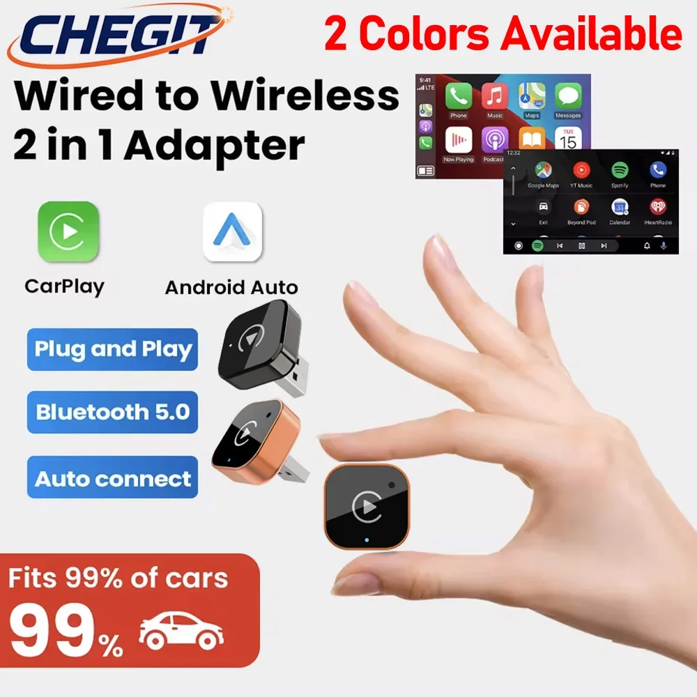 

Новый 2в1 проводной к беспроводному адаптеру CarPlay Android Auto Dongle Smart Box Высококачественные автомобильные аксессуары Интеллектуальная система