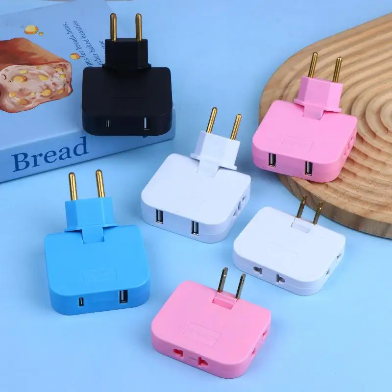 Rotatable EU Plug Power Adapter 180° Adjustable Universal Travel Socket Converter for Overseas Trip