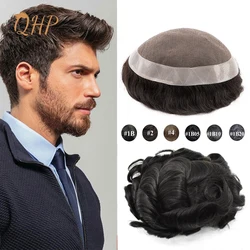 Tupé de pelo Mono para hombres, prótesis capilar de cabello masculino Natural, pelucas masculinas duraderas, sistemas de reemplazo de cabello humano indio 100%