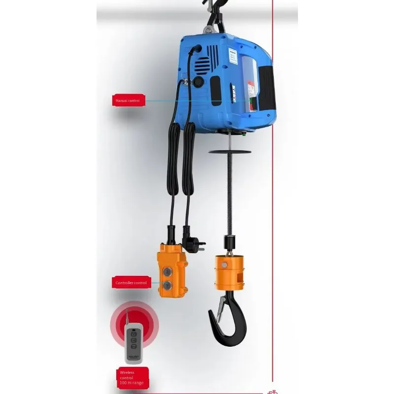 

NEW Portable 500kg 220v mini wire rope motor electric hoist lifting traction hoist