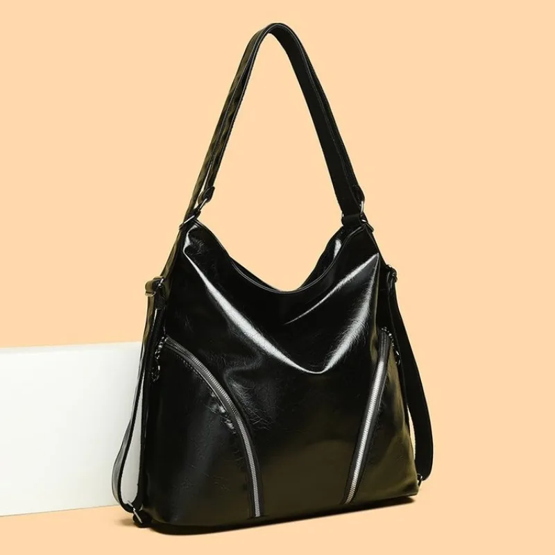 

Vintage Style Leather Tote Bag For Women Luxury Designer Crossbody Large Capacity Diaper Bag Elegant Commuter Simple Solid Color