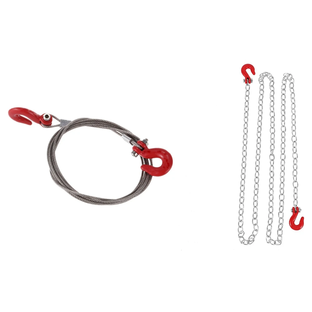 صديقة للبيئة-1 قطعة 1:10 RC الزاحف اكسسوارات سحب سلسلة و 1 قطعة 1/10 RC سيارة الزاحف الصلب حبل للسحب مع السنانير #4