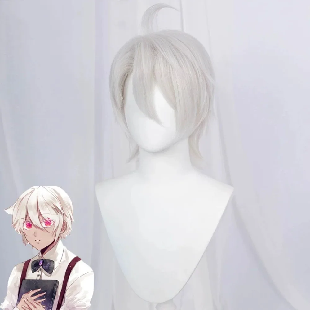 

Парик для ноутбука Vanitas, серебристо-белый короткий волосатый игривый парик, универсальная гарнитура в стиле аниме