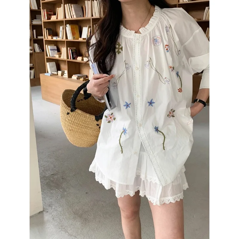 

Heavy Embroidery irts with Bright Stitch Design Suzhou Clothing Cotton Long Sve Men's irt Commute Sle Loose Fit