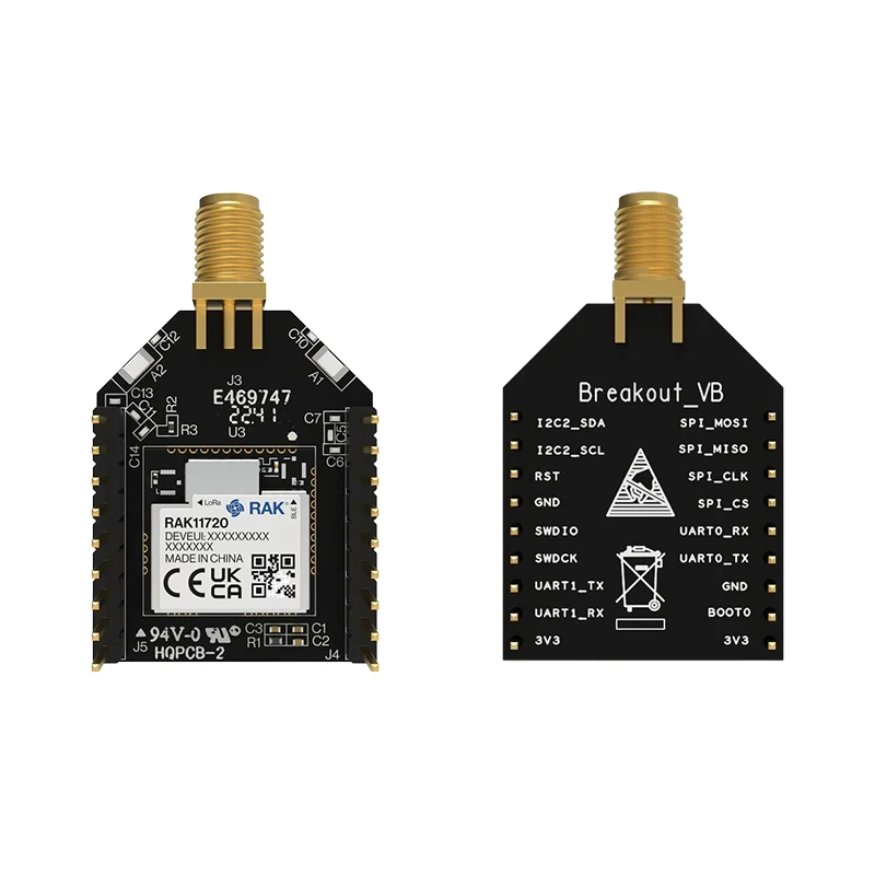 RAK11721 Breakout Board for RAK11720 LoRaWAN BLE Module Ultra Low Power RUI3 Arduino Compatible