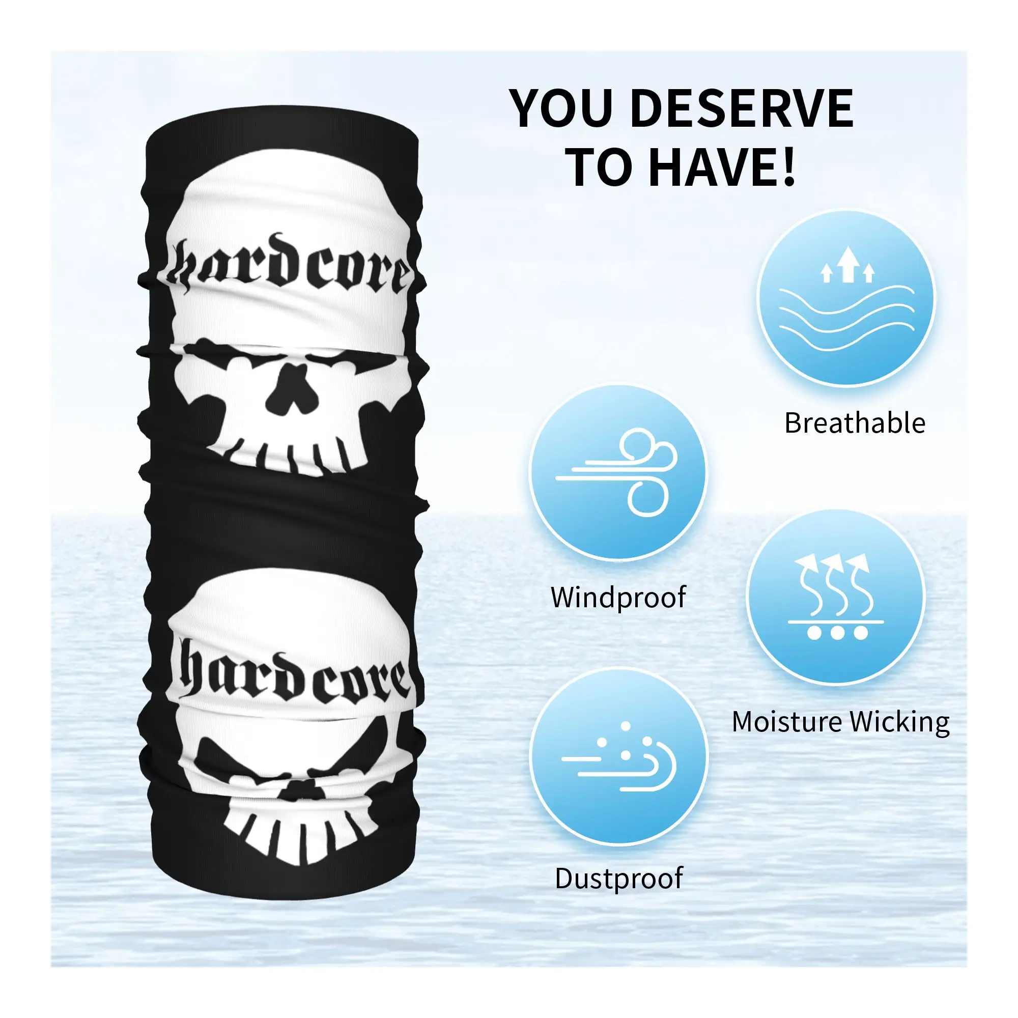 مخصص H-Hardcores الشرير شعار باندانا الرقبة الجراب للمشي لمسافات طويلة الصيد النساء الرجال التفاف وشاح الهيكل العظمي نمط بالاكلافا دفئا #3