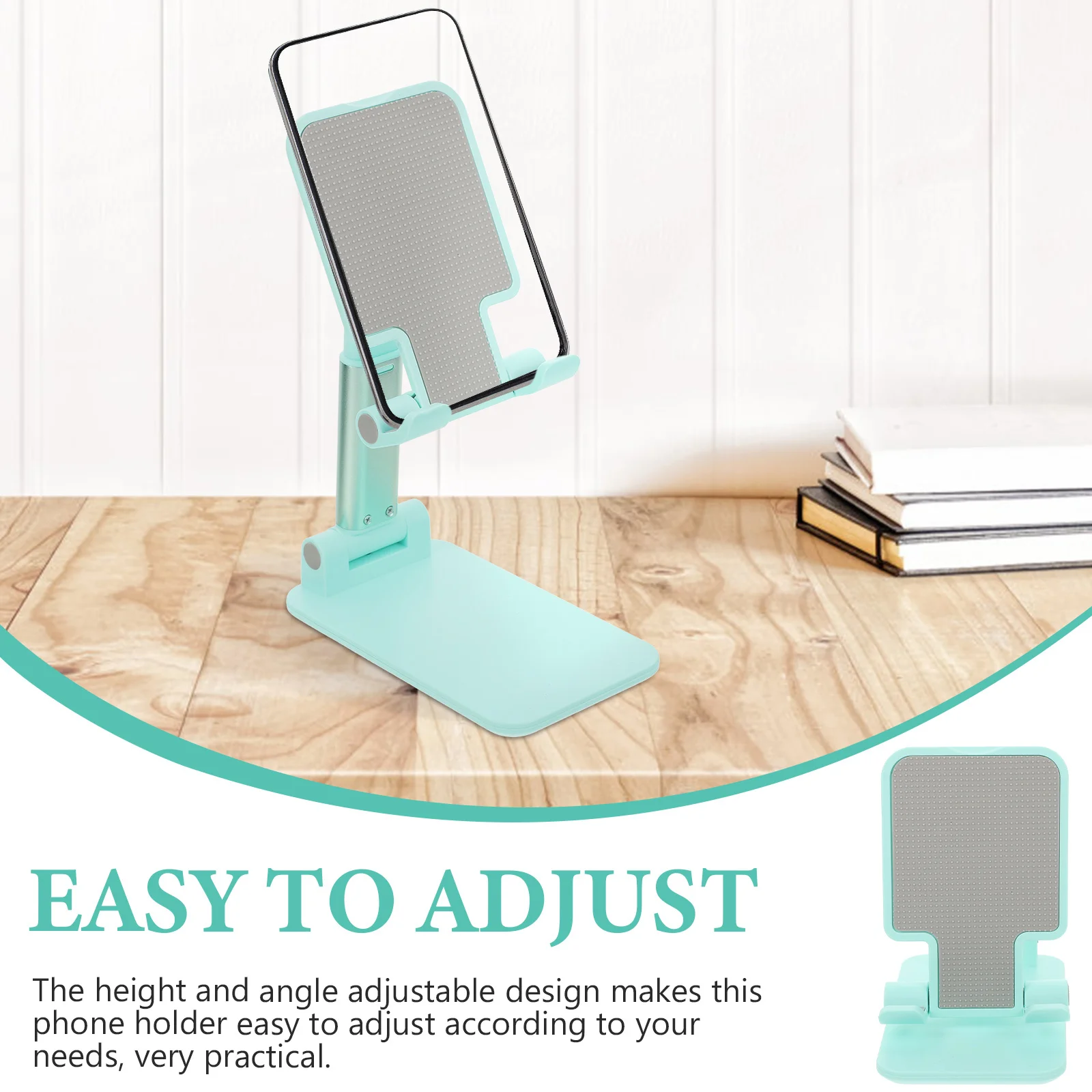 

Adjustable Height Foldable Phone Stand Desktop Cellphone Holder Stable Silicone Pad Mobile Phone Holder for Home Office Use