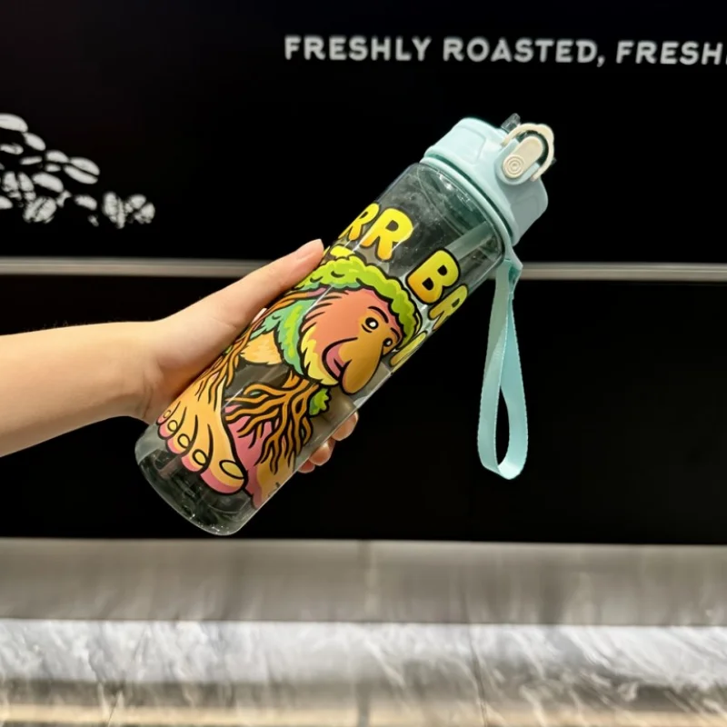 750 مللي جديد سعة كبيرة المحمولة السفر الكرتون القش كوب لطيف كوب ماء من البلاستيك سلسلة البحر الجبلية أنيمي الطرفية عطلة #2