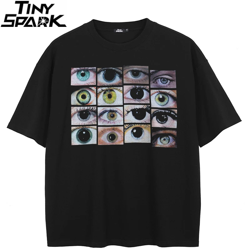 2024 T-Shirt Streetwear Eye World Graphic T Shirt Cotton Hipster Men Tshirt Unisex Tops Tees Black Hip Hop
