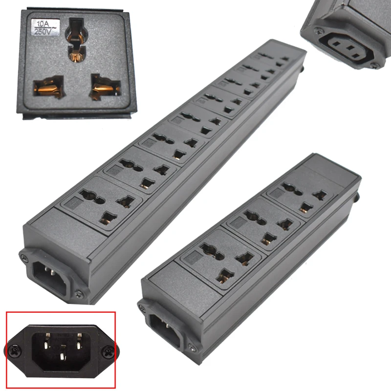 

PDU Power strip IEC C13 input C14 output port 2-12 AC 10A Universal output socket power distribution unit