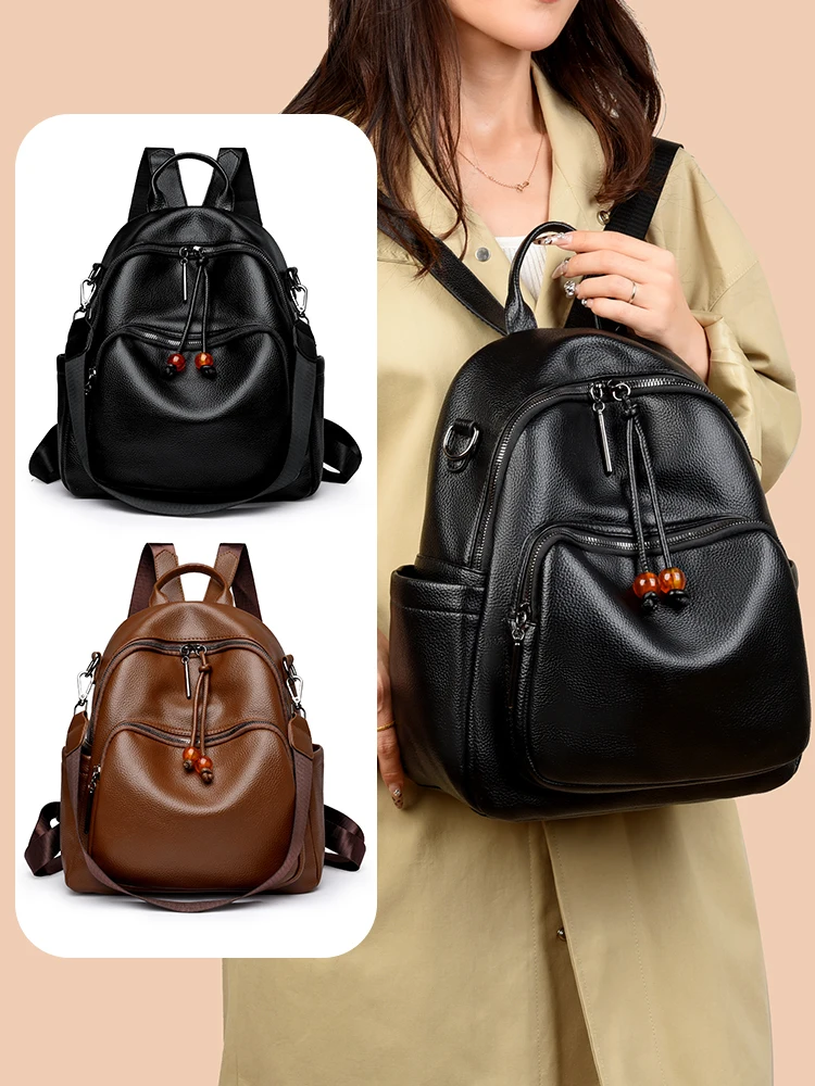 

Women's Pu Backpack, Large Capacity, Fashionable Backpack, Dual-Purpose Bag for Mom, Suitable for Commuting, Can Be Worn as Single Shoulder or Crossbody