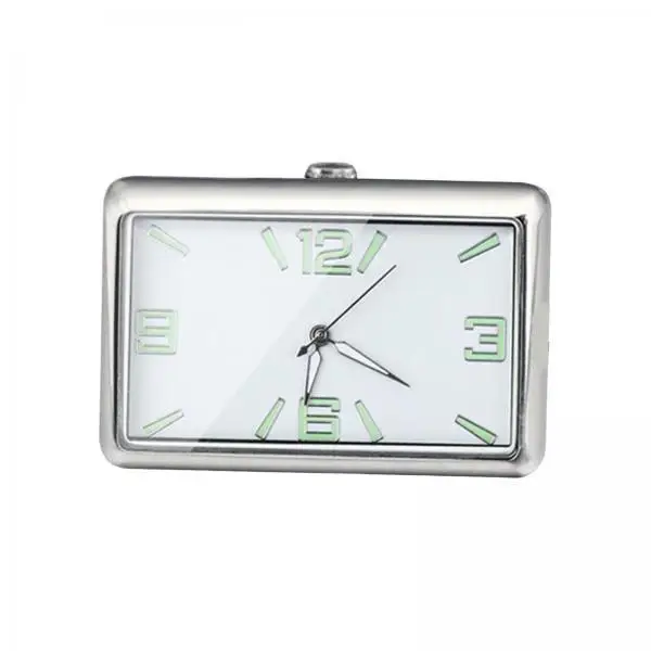 Automotive Luminous Clock Mini Quartz Rectangle Self Adhesive Dashboard and Air Vent Clock for Car Office Workbench