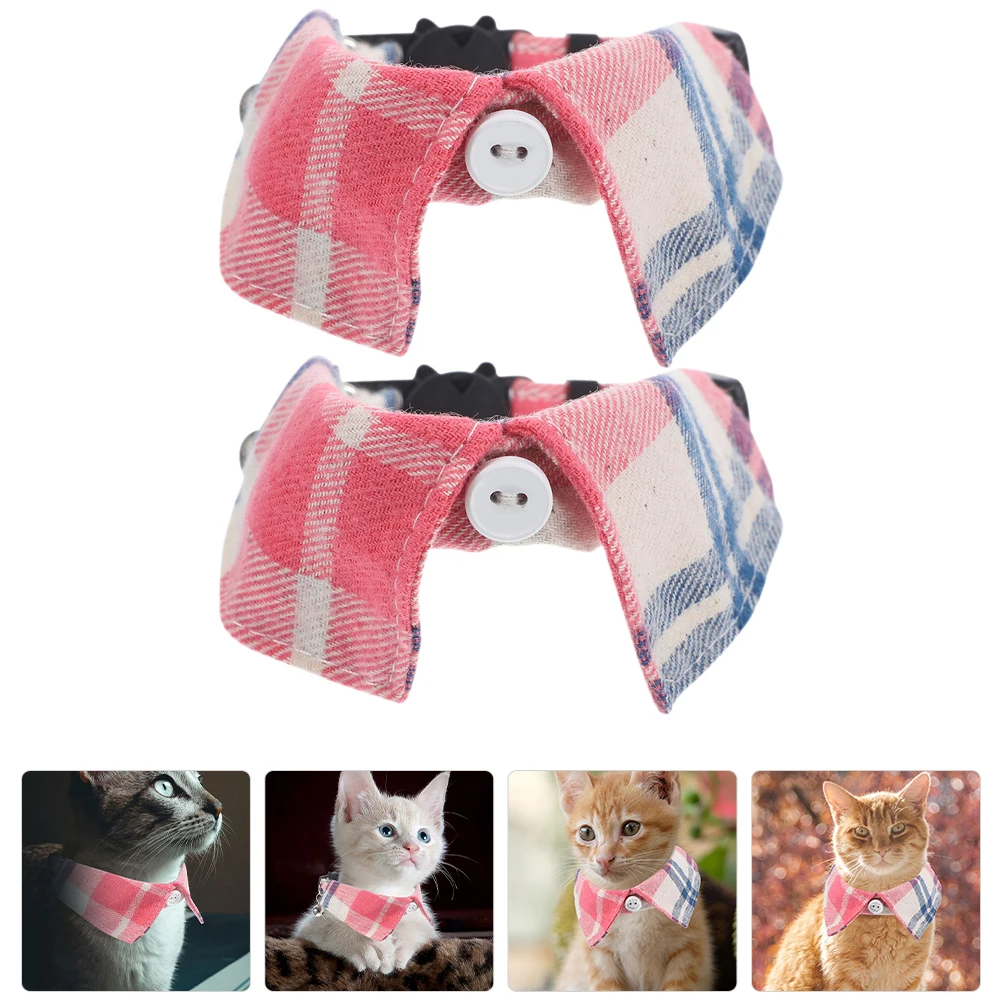 

2pcs Cat Collars Kitten Bell Design Decorative Pet Collar Adjustable Durable Cloth Material Safe Lightweight For Cats Small