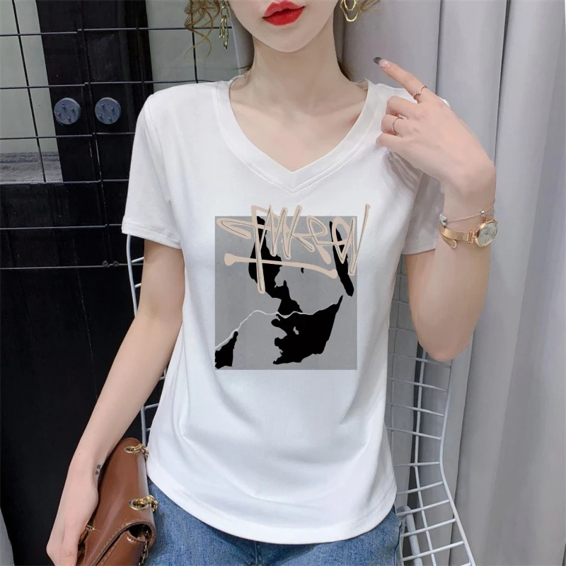 

Футболка с короткими рукавами Тонкая футболка с половиной рукавов Верхняя футболка Женская модная