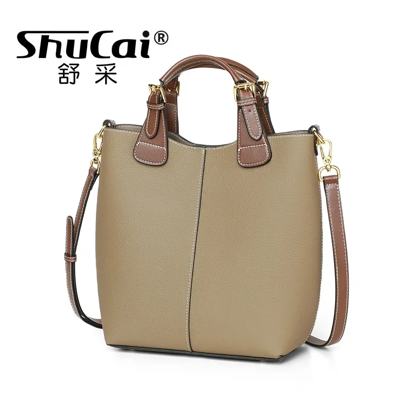 

New Genuine Leather Women's Bag Fashion Designer Handbag Banquet Luxury Shoulder Crossbody Bucket Bag