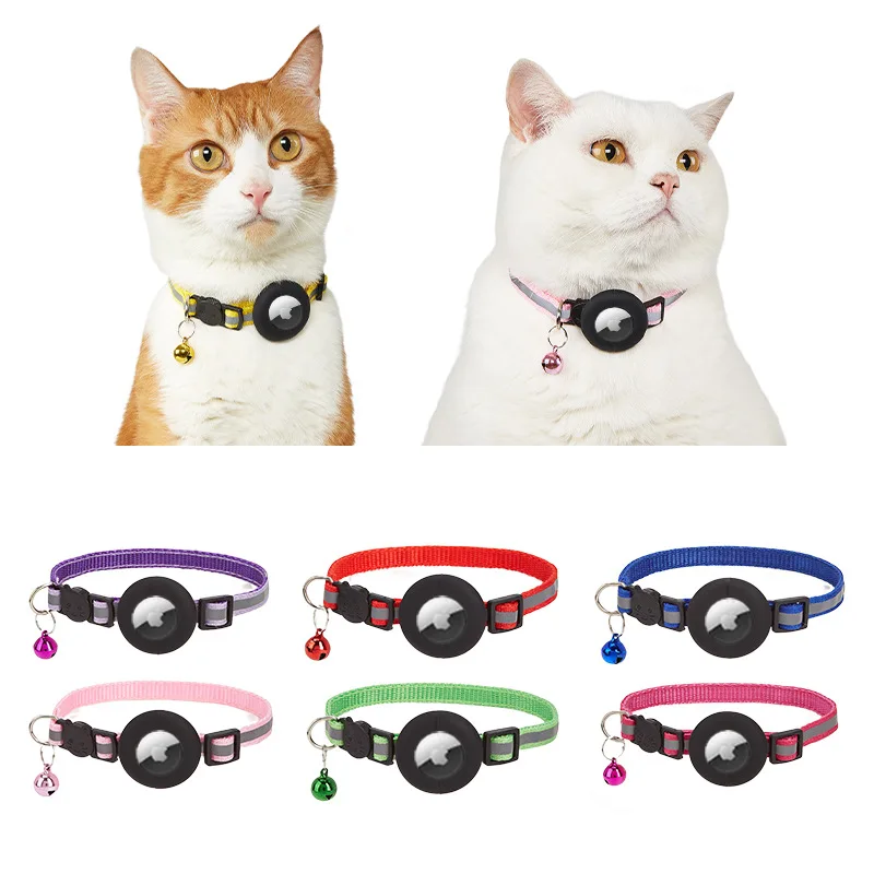 For Airtag Case Pet Reflective Collar Neck Ring Anti Lost GPS Tracker Protective Case Cat Neck Strap Universal Pet Supplies
