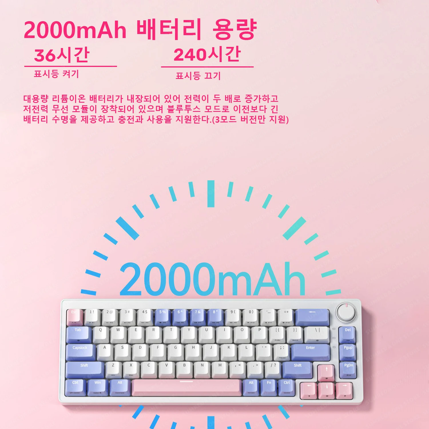 SUMREDA ZA68 Wireless Gamers Mechanical Keyboard 2.4G Bluetooth TYPE-C Wired 3-Mode Gaming Keyboard Hotswap RGB Backlit 68 Keys