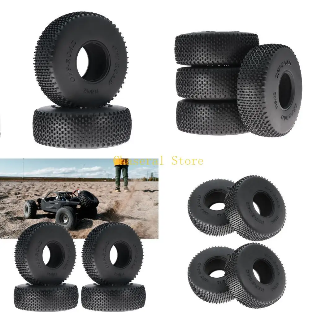 

E7CE Remote Control Model Rubber Car Supplies Beadlock Wheel Mud Terrain Tires Set