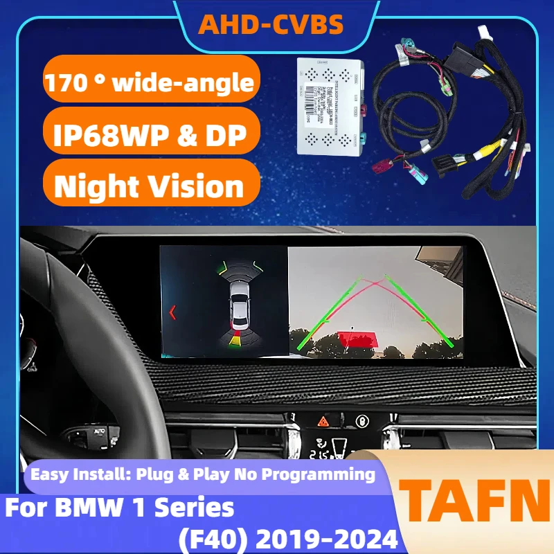 Parkplatz-Rückfahrkamera für BMW 1er (F40) 2019–2024, Original-Bildschirm vorne und hinten, Rückfahrkamera, Plug & Play