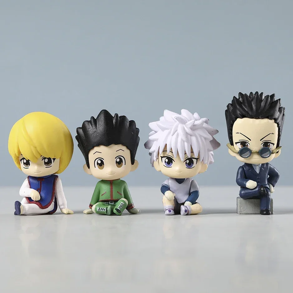 Set Leorio Gon Killua Kurapika Sitting Ver PVC Figures Cute Toys Model Dolls Brinquedos