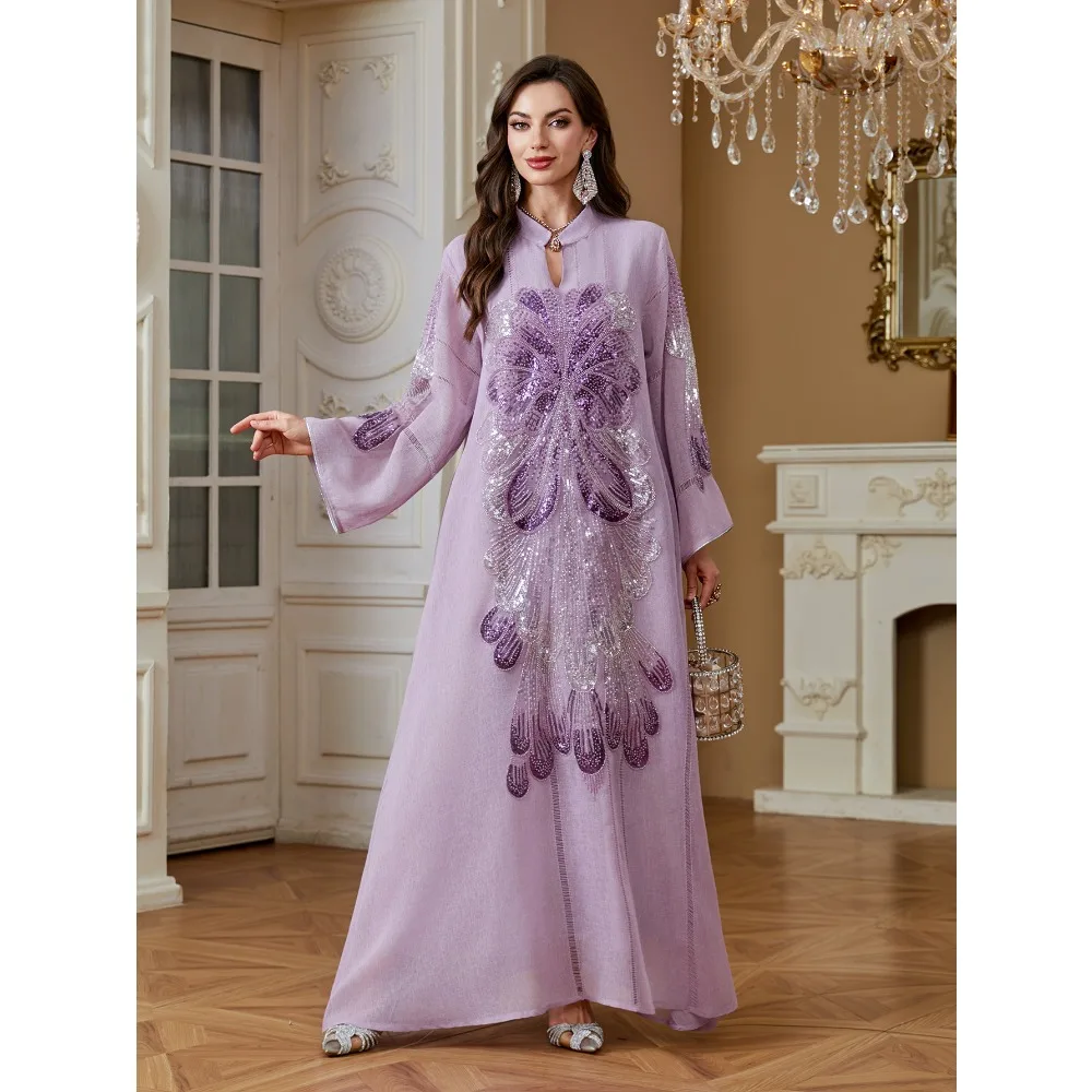India Turkey Muslim Abaya Dresses Women Elegant Diamond Wedding Evening Party Dress Lace Sequins Abaya Morocco Caftan Robe 2026