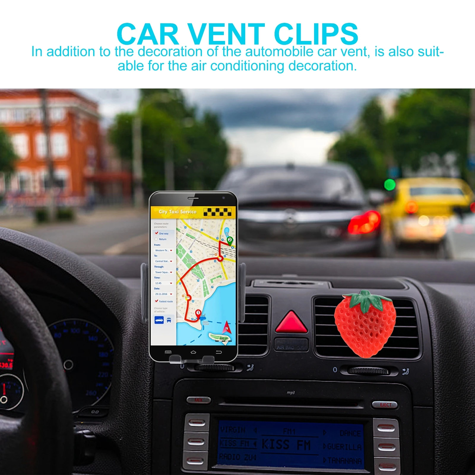 

Strawberry Shape Acrylic Car Air Vent Clip Air Freshener Durable Odor Auto Decoration Gift For Women Girls Essential