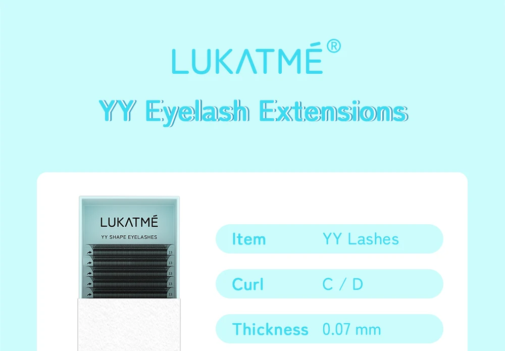 LUKATME YY Wimpernverlängerung 12 Reihen Matt Schwarz C/D Curl 8-15mm Zwei Spitzen Y-Form Künstliche Wimpern Schnelle Anwendung YY Wimpern zum Üben – Detail 2