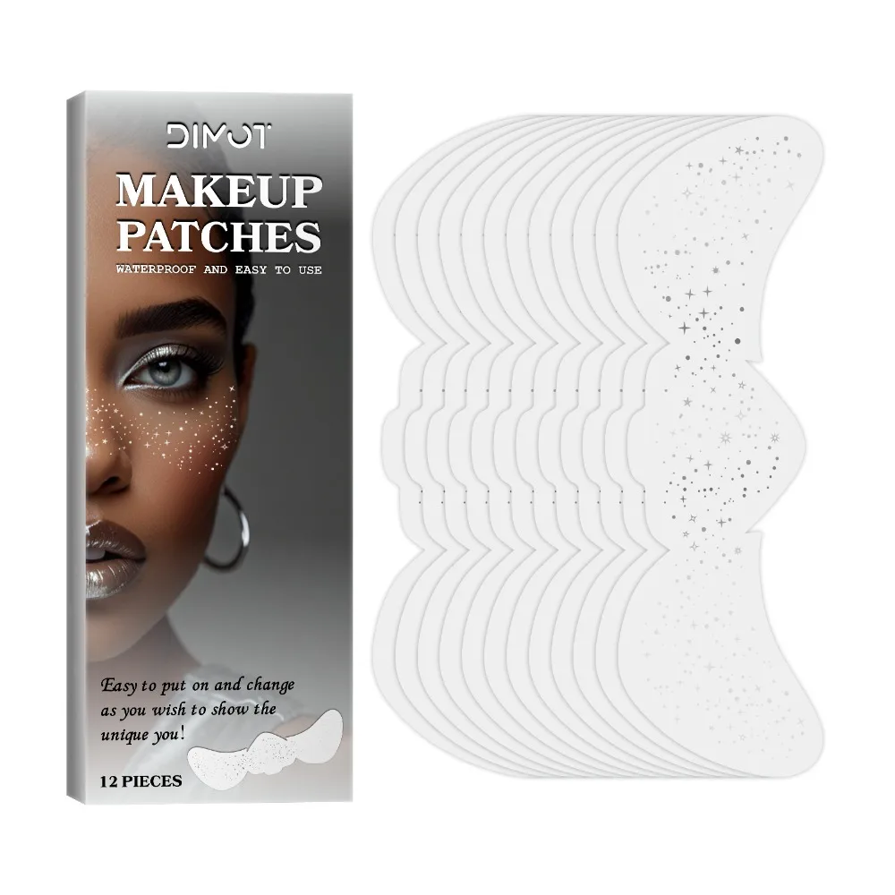 

12 Pcs Waterproof Face Makeup Patches Glitter Freckles Glitter Freckles Face Tattoo Sparkle Silver Gold