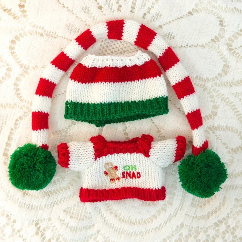 17cm Mini Plush Doll'S Clothes Outfit Accessories For Labubu Idol V1 V2 Christmas Cookie Man Sweater Hat Clothing New Year Gift