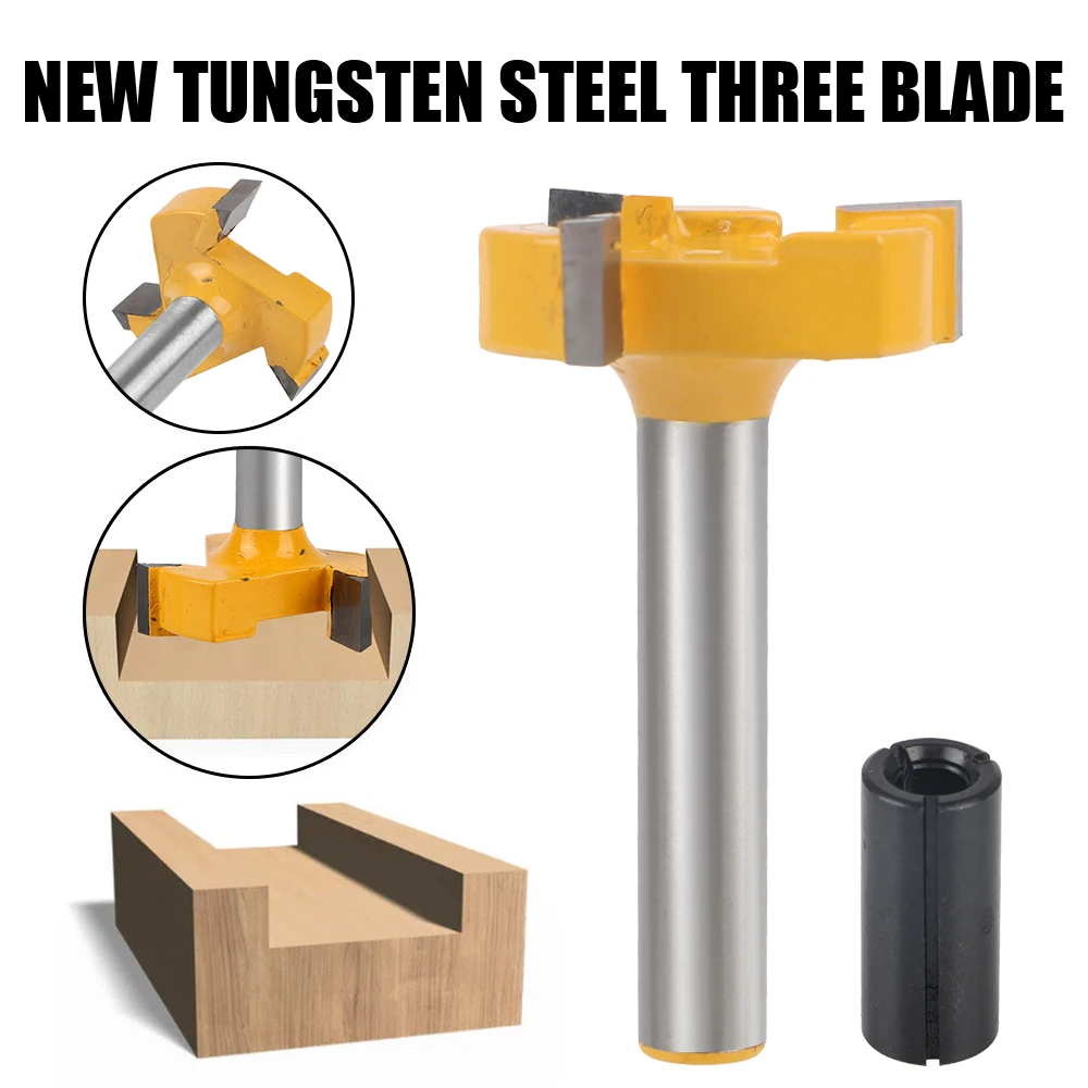 Straight Edge Slotting Milling Cutter Cutting Handle 3 Teeth T-Slot Router Bit Milling 6mm shank For Wood Woodwork