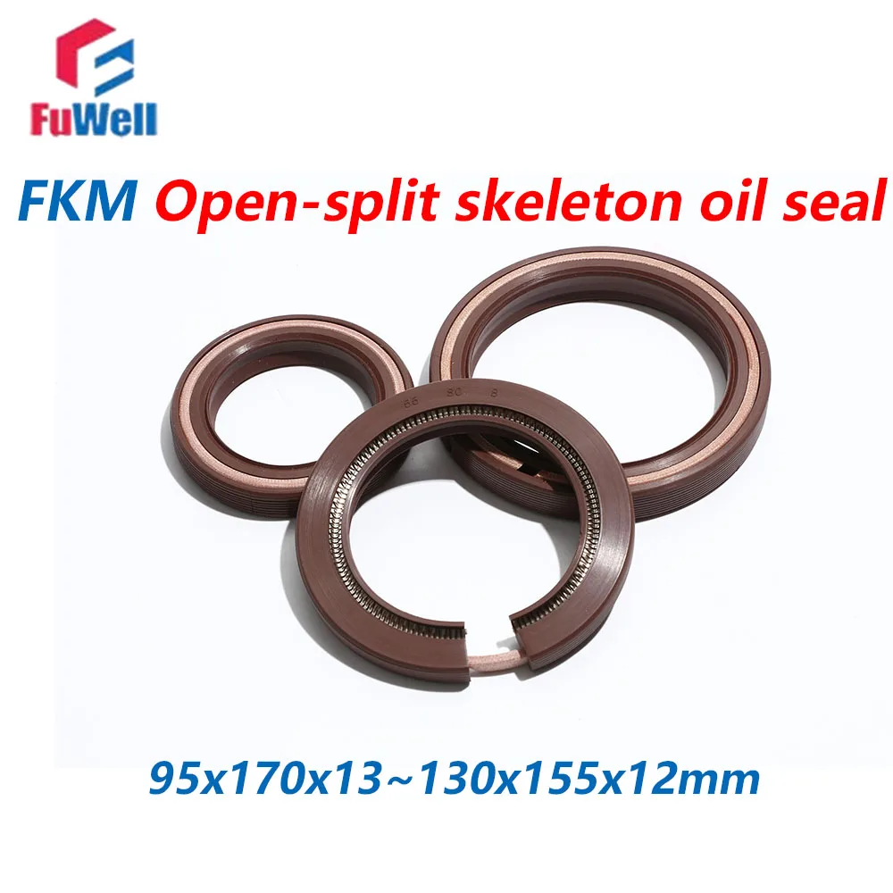 FuWell Fluorine Rubber Split Skeleton Oil Seal O-Ring High Temp & Corrosion Resistant Open Type Non-Disassembly Tail Shaft Seal